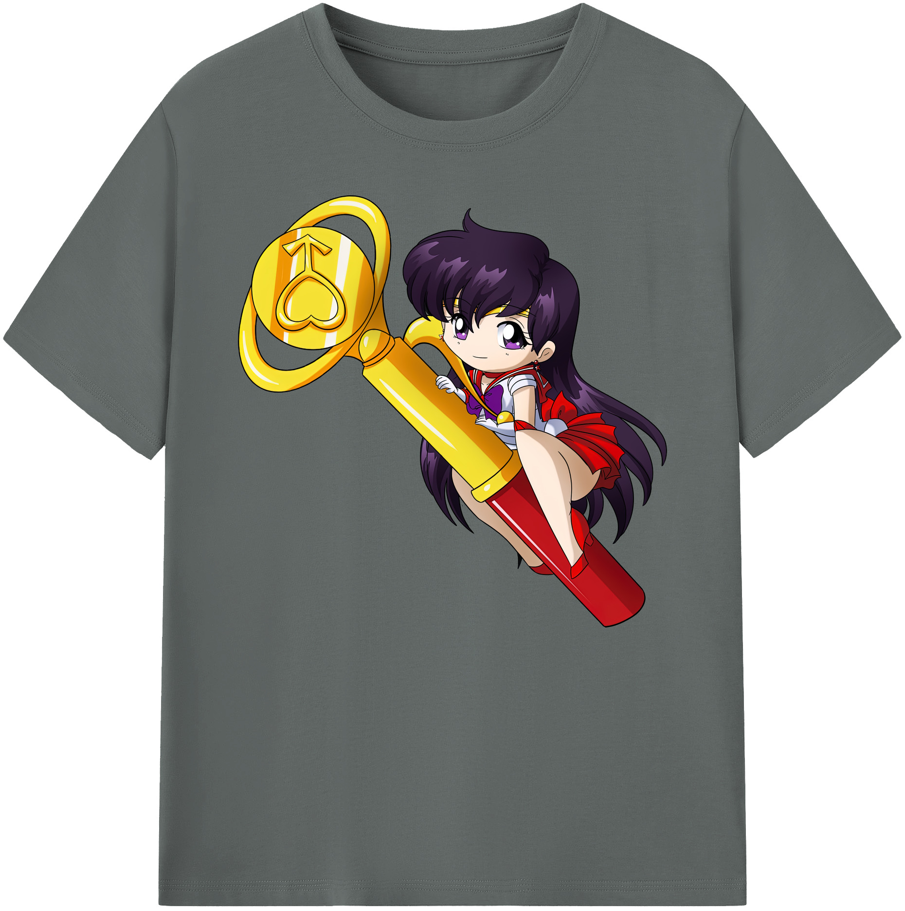 （画像用） 美少女戦士セーラームーン 火野レイ ひの レイ Sailor Moon Hino Rei （セーラーマーズ,Sailor Mars） 綿100％ メンズ半袖Tシャツ｜肌触りやわらか＆通気性